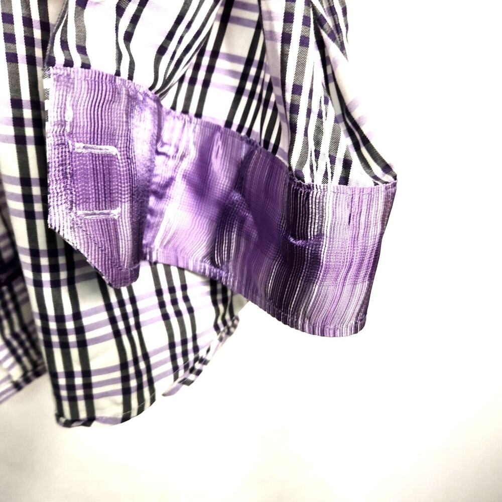 English Laundry by Christopher Wicks Cotton Shirt Size 17.5, 34/35 Purple Plaid - Picture 5 of 16